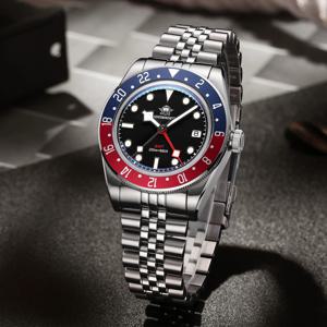 ADDIESDIVE 럭셔리 GMT515-24H 남성용 시계 다이버 200m 버블 미러 유리 BGW9 슈퍼 루미 너스 스테인레스 스틸 남성용 아날로그 시계
