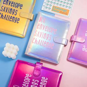 PU 가죽 저축 바인더 화려한 색상 내구성 있는 예산 관리 바인더 루즈리프 바인더 예산 플래너