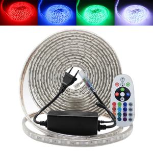 220V LED 스트립 RGB 5050 유연한 LED 조명 야외 방수 LED 스트립 조명 IP67 60leds/m Led 테이프 전원 플러그 5M/10M/15M