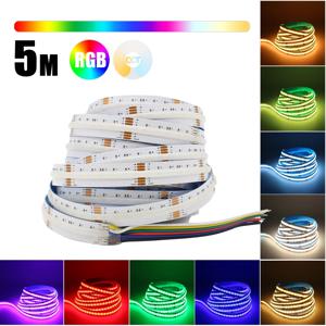 5M RGBCCT COB LED 스트립 빛 DC 24V 840LED/m RGB CCT Dotless 유연한 FCOB LED 테이프 리본 램프 룸 장식 조명