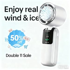 휴대용 고속 냉각 팬 3600mAh 배터리 9시간 긴 배터리 수명 LED 디스플레이 원터치 냉각 접이식 및 목걸이형 디자인
