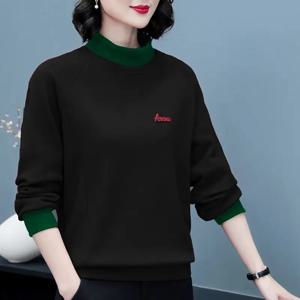 2023 순면 여성 하프 하이넥 스웨터, 캐주얼 우아한 루즈핏 풀오버, 단색 하이 스트리트 상의, 가을 겨울