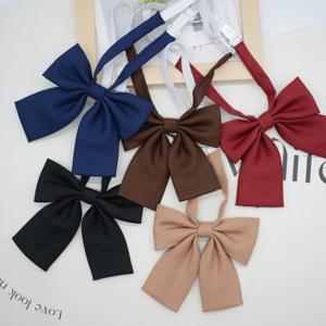 여성 대학생 셔츠 드레스를위한 패션 코튼 솔리드 컬러 Bowties JK Bowknot 브라운 와인 나비 나비 넥타이 캐주얼 넥타이