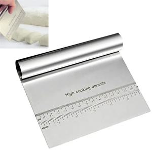 스테인레스 스틸 반죽 페이스트리 스크레이퍼 피자 커터 다지기, 측정 체중계 포함, 다목적 케이크 빵 분리기, 체중계 나이프