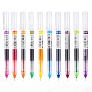 10 가지 색상 스트레이트 액체 젤 펜 빠른 건조 대용량 다채로운 젤 펜 0.5mm 롤러 볼 펜 학교 사무용품