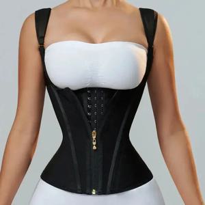 Fajas Colombianas 바디 셰이퍼 Shapewear 여성 조끼 탑 이중 압축 허리 트레이너 코르셋 조절 가능한 지퍼 및 후크 아이