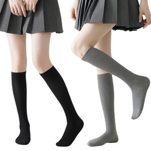 미끄럼 방지 커프와 매끄러운 발가락이 있는 여성용 압력 종아리 양말 2쌍, 부드럽고 통기성이 뛰어나며 일상복에 적합