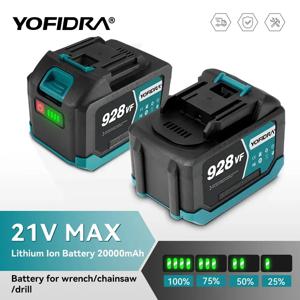 YOFIDRA 전기 전기톱 드릴 렌치 전동 공구용 충전식 리튬 이온 배터리, 388VF, 928VF, 22500mAh, 15000mAh