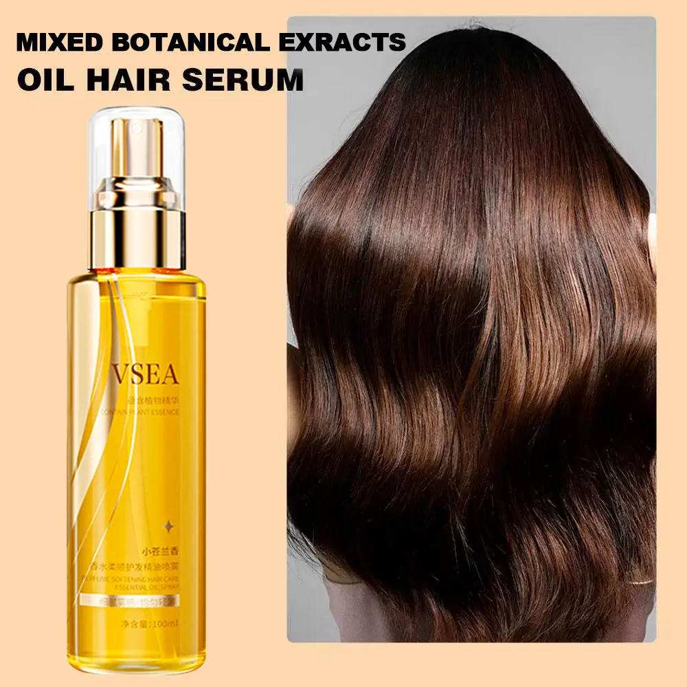 가벼운 헤어 오일 미스트 세럼, 식물성 추출물 헤어 트리트먼트, 갈라진 끝, 곱슬거림 및 헝클거림 방지, 영양 공급 및 복구, 윤기