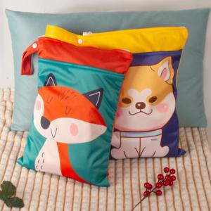 25X35CM 지퍼와 휴대용 기저귀 가방 위생 패드, 메이크업 화장품 가방에 대 한 귀여운 만화 동물 스토리지 워시 가방