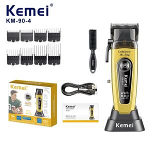 Kemei 90-4 11500RPM 충전식 헤어 클리퍼 (베이스 포함) 바버 무선 헤어 클리퍼 남성용 전기 면도기 헤어 클리퍼
