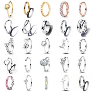 2025 신상 925 스털링 실버 미니소 스티치 리본 하트 지르콘 하트 반지 사이즈 6 7 8 9 여성용 패션 고급 주얼리