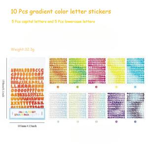 10pcs 그라디언트 컬러 알파벳 숫자 장식 스티커 소재 스티커 Scrapbooking 라벨 일기 컵 전화 저널 플래너