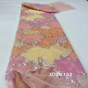 2025 핑크 아프리카 자수 페르시 레이스 원단 결혼식 파티를위한 나이지리아 장식 조각 레이스 원단