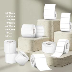 SINMARK 6 롤 흰색 열 라벨 방수 종이 접착 라벨 미니 휴대용 프린터 용 흰색 안티 오일 Phomemo/P1/P50