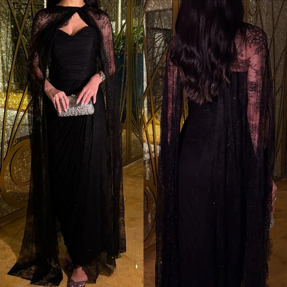 맞춤형 모던 스타일 우아한 레이스 주름 장식 스트랩리스 롱 드레스 맞춤형 행사 드레스 사이즈 이용 가능 정교한 디자인