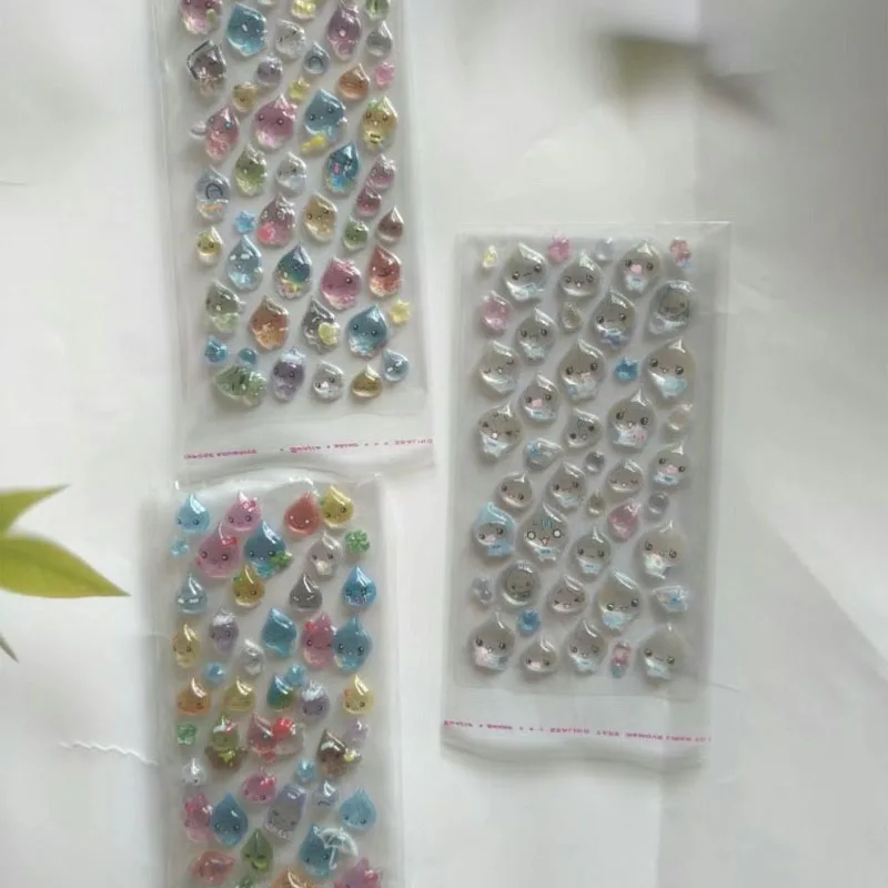 귀여운 만화 물방울 3D 스티커 창의적인 주변기기 핸드북 폰 케이스 컵 스티커 장식 학생 보상 장난감 선물