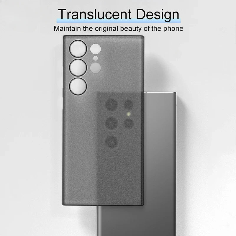 삼성 갤럭시 S25 S24 울트라 플러스 솔리드 컬러 클리어 서리로 덥은 매트 PP 케이스에 대한 초박형 0.3mm 충격 방지 투명 외부 케이스