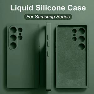 삼성 갤럭시 럭셔리 액체 실리콘 휴대폰 케이스, S24, S23 울트라, S22, S21, S20 fe 울트라 플러스, A53, A54 케이스, 충격 방지 소프트 커버