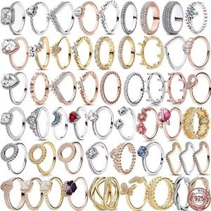 클래식 925 스털링 실버 새로운 원형 하트 모양의 반지 절묘한 커플 반지 클래식 매력 보석 깜짝 선물