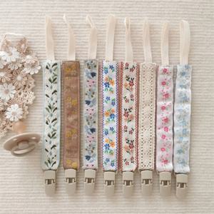 민족 스타일 아기 천 젖꼭지 체인 조정 가능한 Teether 장난감 스트랩 노리개 홀더 꽃 더미 클립 젖꼭지 홀더 클립 아기