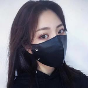 남성 여성 방풍 방수 가죽 마스크 여성용 통기성 코튼 라이닝 PU 가죽 입 머플 R3072