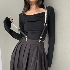 라인 석 크리스탈 실버 클로 비즈 멜빵 여성용 셔츠 ORing Garters 고무 탄력 벨트 진주 교정기 청바지 스트랩