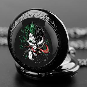 남녀공용 쿼츠 포켓 시계, 조커 디자인, 유리 돔 목걸이, 펜던트 시계, 섬세한 선물