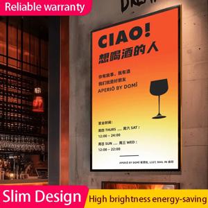 새로운 유형의 광고 보드 초박형 라이트 박스 벽걸이 형 유리 실내 LED 조명/A3/A4