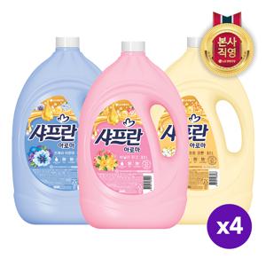 샤프란 아로마 섬유유연제 용기 3.1L x 4개 [핑크/코튼/아로마]택1