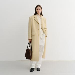 던스트 UNISEX 2-WAY 3 BUTTON BOUCLE WOOL COAT BUTTER CREAM_UDCO5D122CR