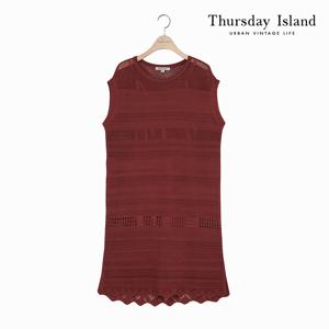 [Thursday Island] 여성 스카시 변형 조직 라운드넥 니트 원피스(T204MOP260W)