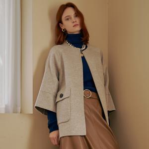 [마쟈] 핸드메이드 울 헤링본 라운드 케이프 자켓