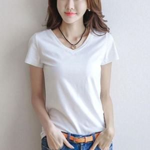 여성 기본 라운드넥 브이넥 반팔 흰색 검정 무지 티셔 브이넥티셔츠 라운드티셔츠 베이직티셔츠