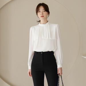(~XXL까지) 이브쉐 하이넥 플리츠 블라우스 봄 가을 오피스룩 하객룩 모임룩 미시룩 빅사이즈