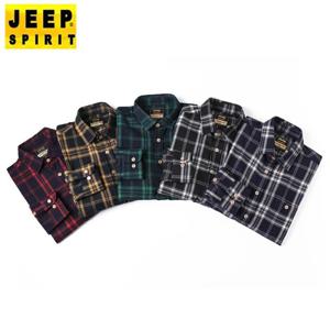 JEEP SPIRIT 남자 캐주얼 체크 루즈핏 남방 데일리 긴팔 셔츠