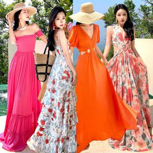 제시크 여름 신상 휴양지원피스 비치원피스전문 바캉스룩 나시 홀터넥 롱 원피스 빅사이즈 여성의류