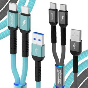 1+1 C타입 2in1 메탈 멀티 고속충전 케이블 1.2m 민트+그레이