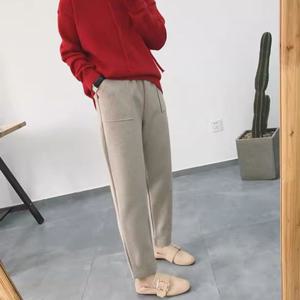 여성바지 F006459 허리밴딩 사각주머니 배기팬츠 모직배기 바지