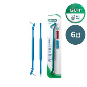 GUM 검 손잡이 향균 치과 치간칫솔 핸들 605 6개입
