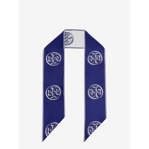 [TORY BURCH] 라프리마 여성 보우 타이 앤 메달리온 로고 리본 실크 174863 400 Ballpoint blue /12