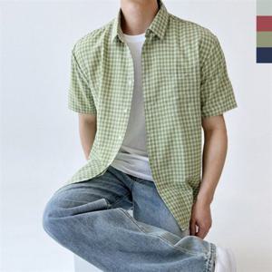 데일리 남방 셔츠 의류 체크 SS1022M 반팔 ACC 남자 시어서커 썸머 4색상