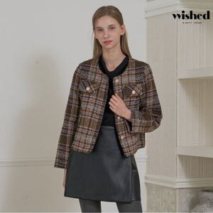 [위시드]골드 버튼 배색 체크 트위드 자켓 (WICCJK018)
