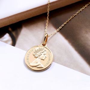 골드팡 14k 멜로우 엘리자베스코인 펜던트 15mm