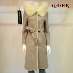 [GEO FUR] 천연모피 폭스퍼 후드 양모무스탕 롱코트_G304FLT0010