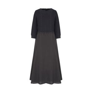 니트 믹스 포인트 A라인 원피스_HCDFOP101