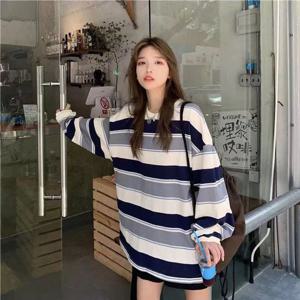 투톤 굵은 스트라이프 긴팔 티셔츠 USI-A200290