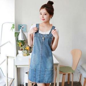 데님원피스 데님원피스 찡장식 F61990 멜빵청치마