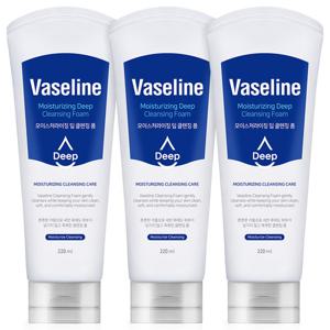 바세린 모이스처라이징 딥 클렌징 폼 대용량 220ml 3개 약알칼리 3중 수분 잠금