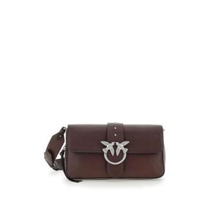 PINKO Love One Brown Crossbody Bag with Love Birds Buckle and Adjustable Shoulder Strap in Leather Woman 105081A2JGL74E